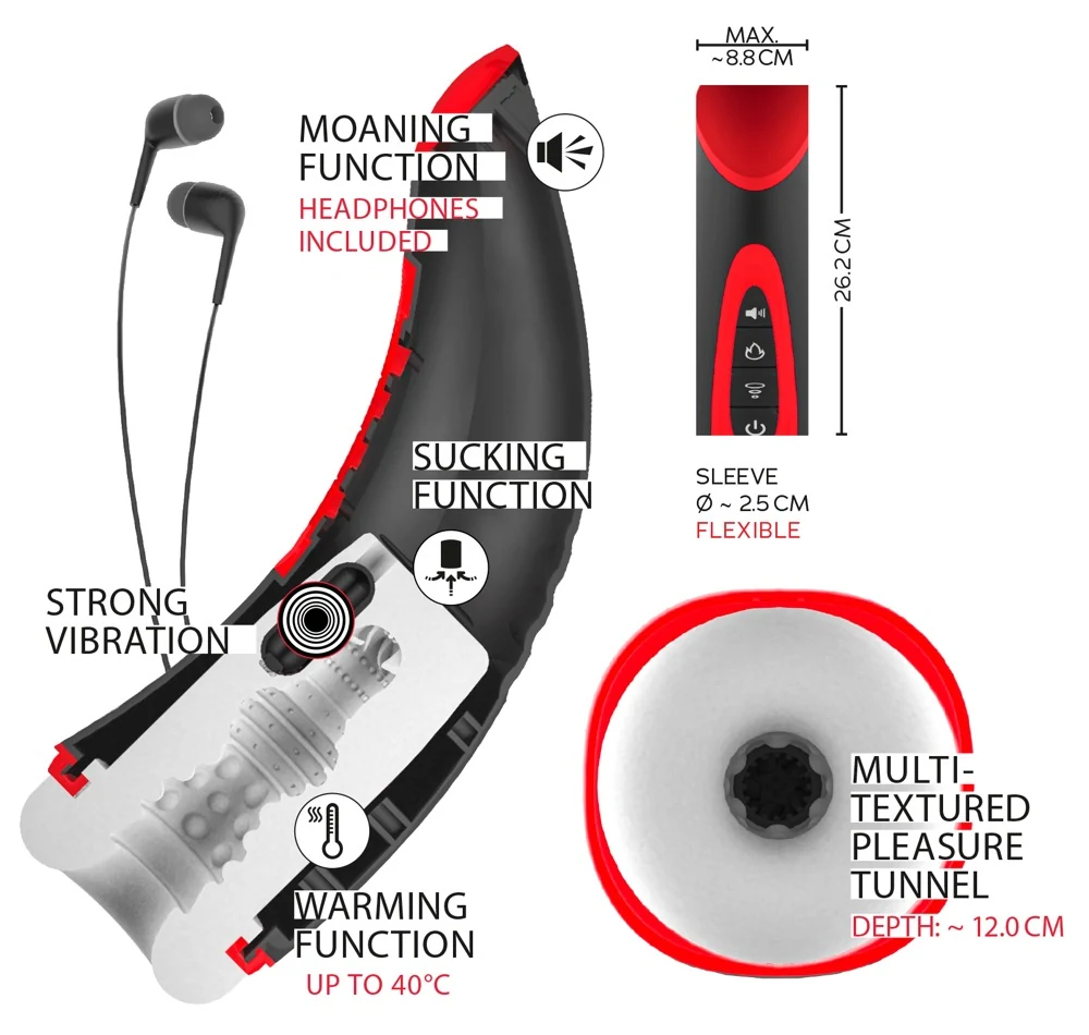 WYNE masturbator met vibratie, zuigfunctie en warmte