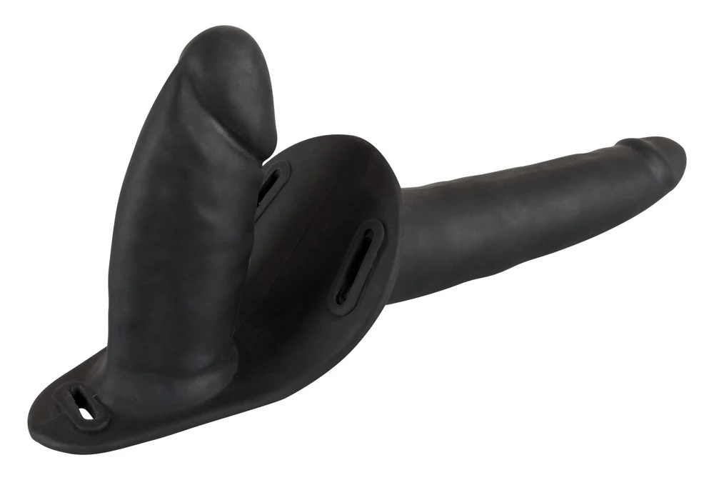 Double Strap-On String met Dubbele Dildo Zwart