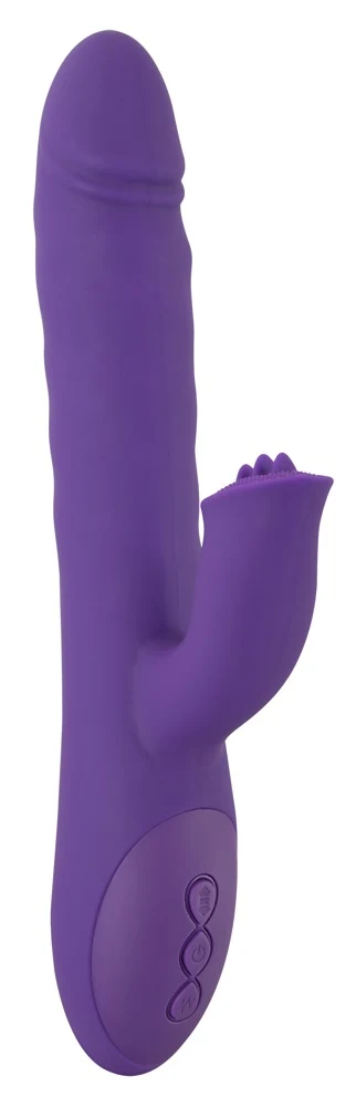 Rabbit vibrator met rotatie en stuwende functie
