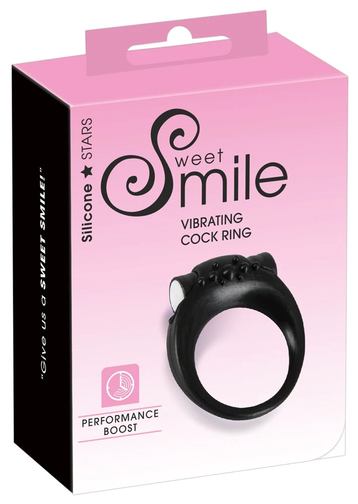 Zwarte siliconen cockring met afneembare minivibrator