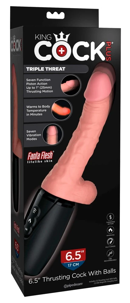 Levensechte penis vibrator met warmte en stootfunctie
