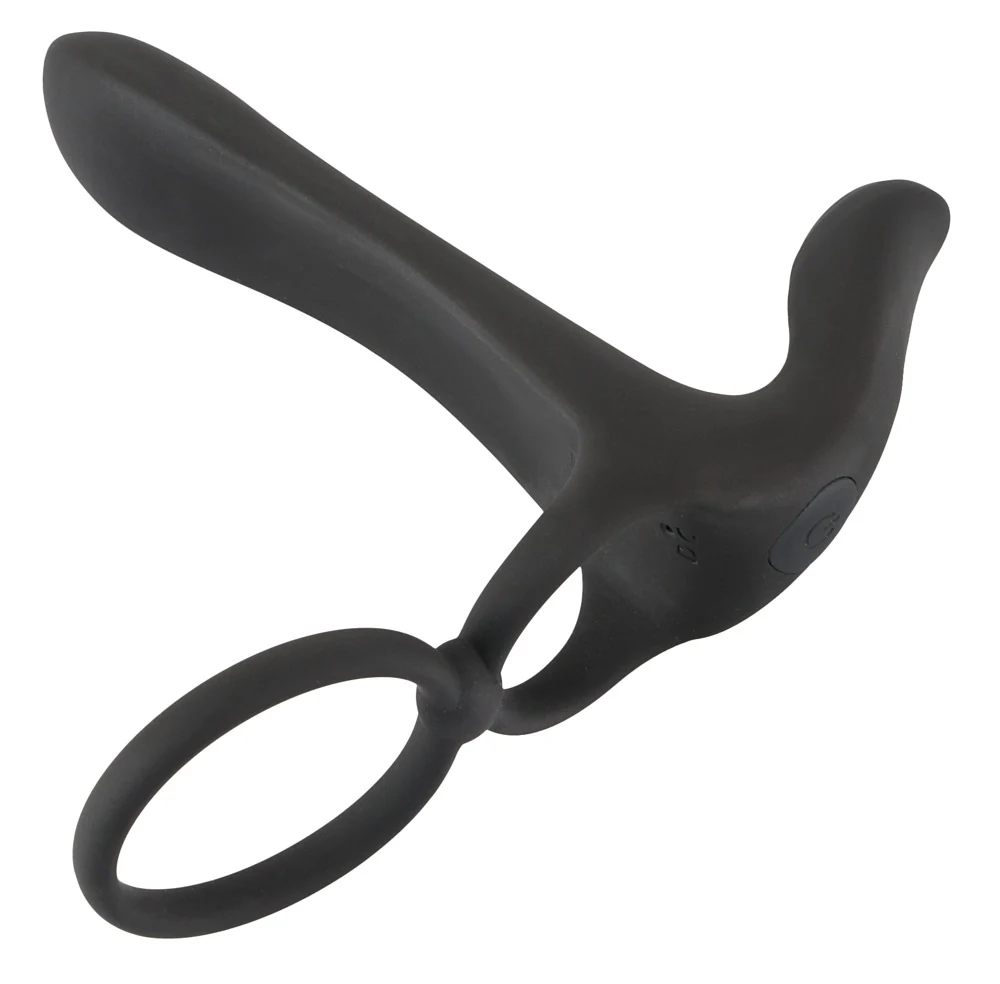 Black Velvets couples vibrator met penis- en testikelring