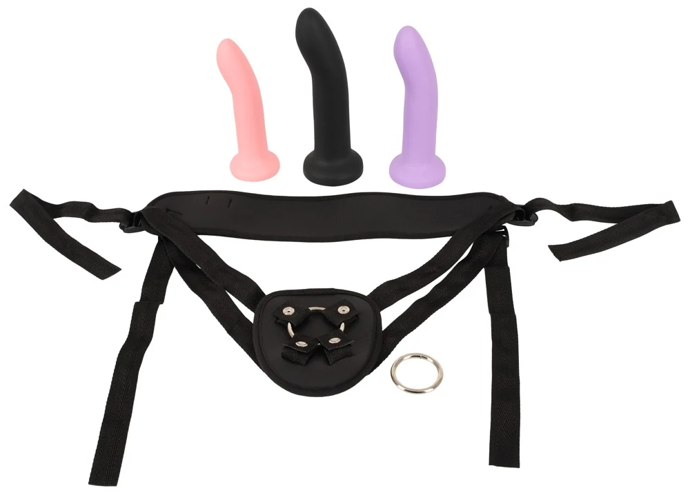 You2Toys strap-on set met 3 siliconen dildo's