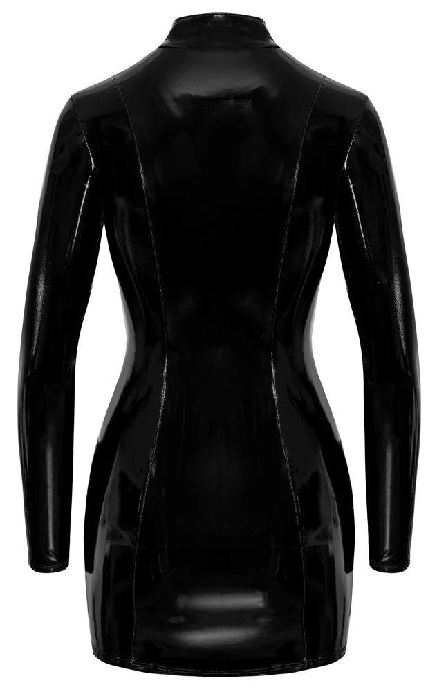 Black Level vinyl mini jurk met hoge hals