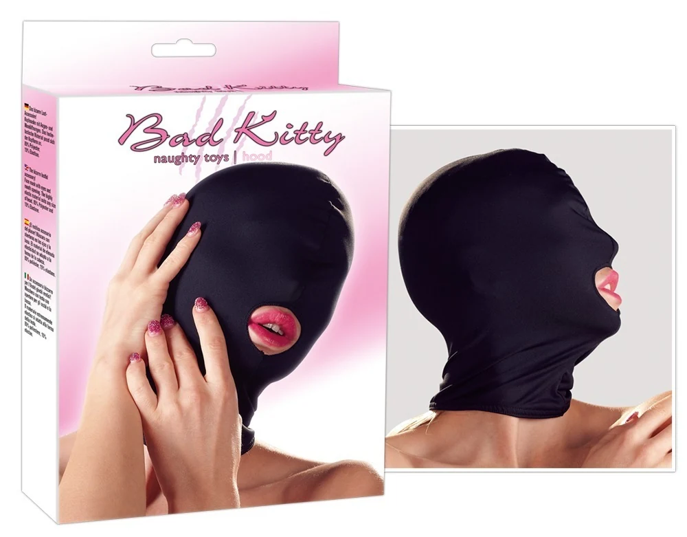 Bad Kitty zwart hoofdmasker met mondopening