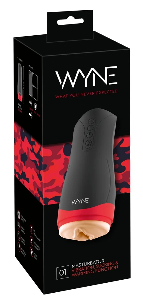 WYNE masturbator met warmte, vibratie en zuigfunctie