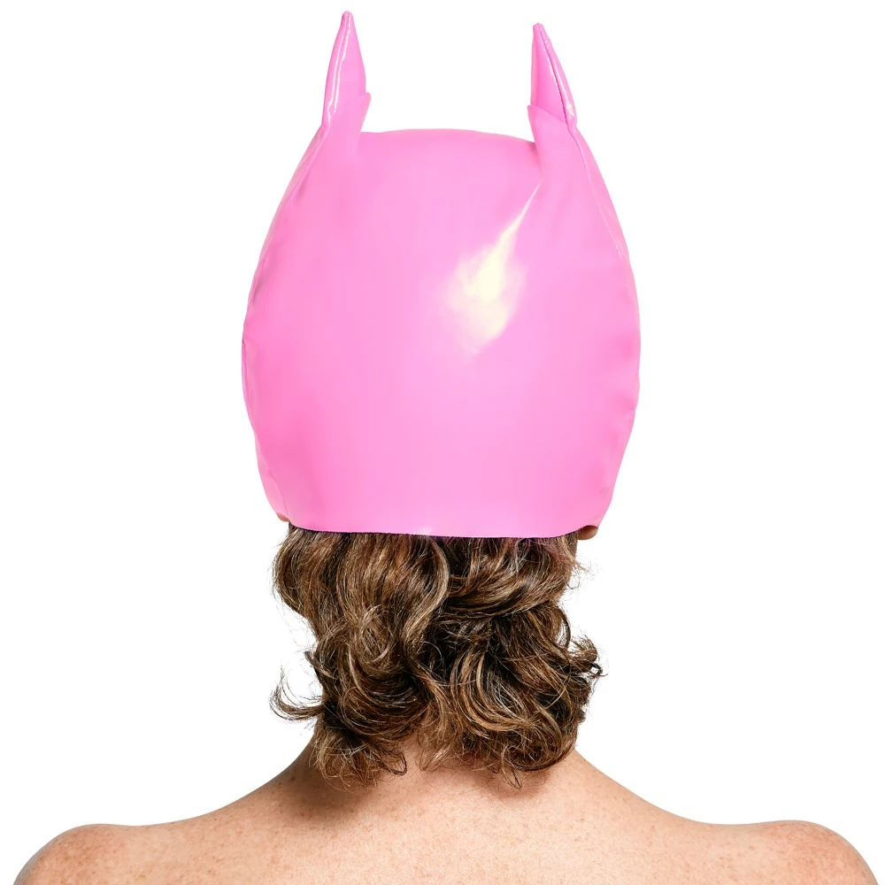 Glanzend roze kattenmasker van vinyl
