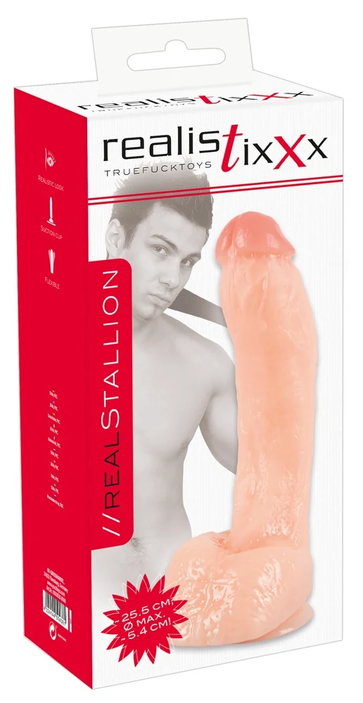 Natuurlijke dildo met zuigvoet 25,5 cm