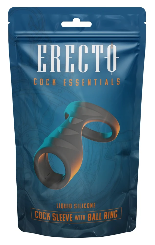 Erecto cock ring met ball stretcher siliconen