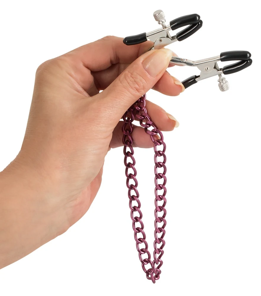 Tepelklemmen met paarse ketting