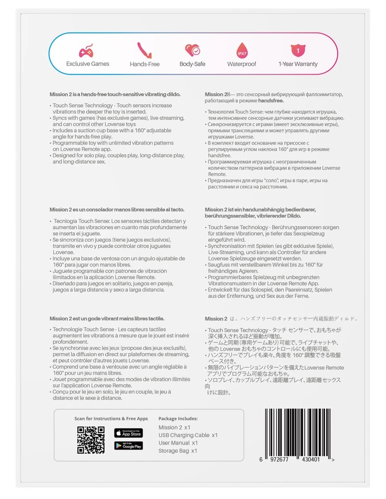 Lovense Mission 2 app-gestuurde dildo vibrator