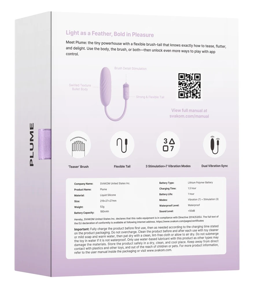 SVAKOM Plume flexible brush tail bullet vibrator