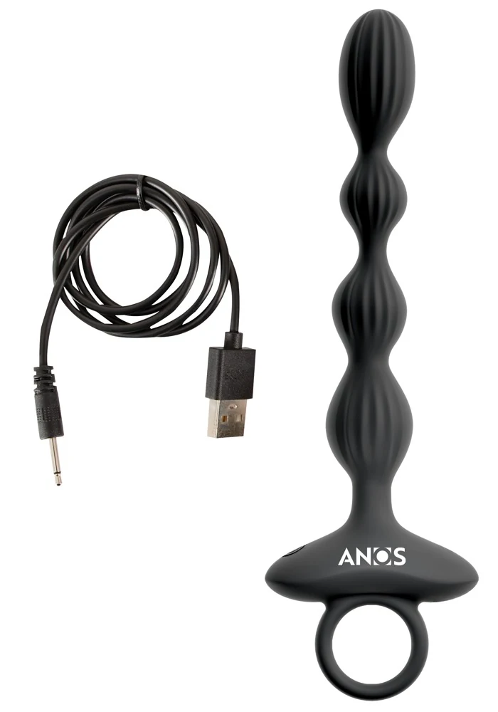 ANOS flexibele anale beads met vibratie