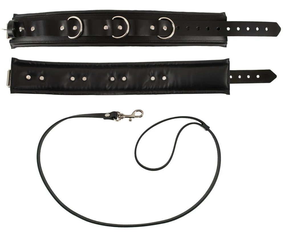 ZADO leren halsband met leiband en slot