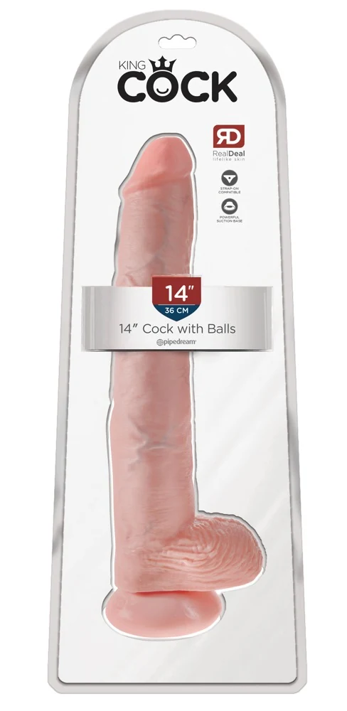 Realistische dildo met zuigvoet 35,6 cm