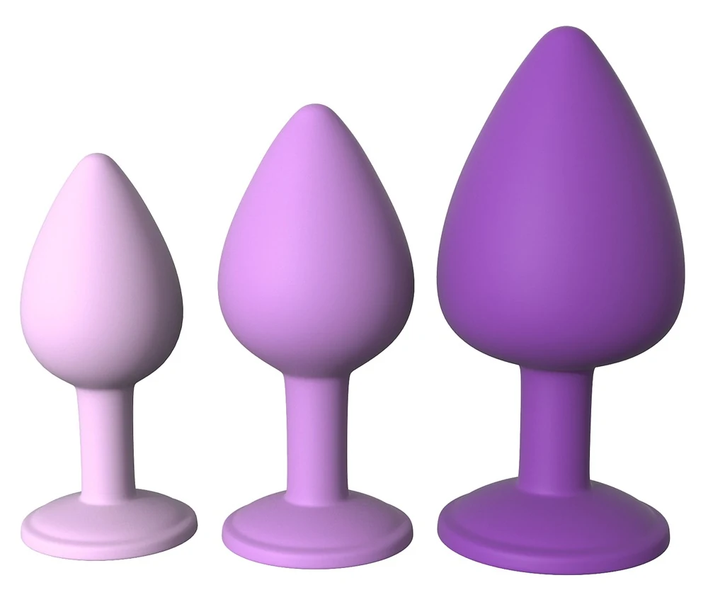 Set van 3 anaalpluggen met glittersteen