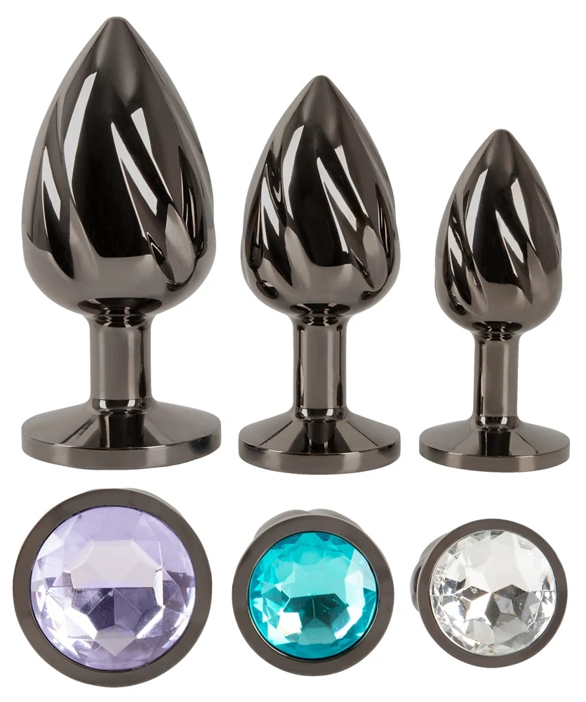 ANOS metalen butt plug set met diamanten