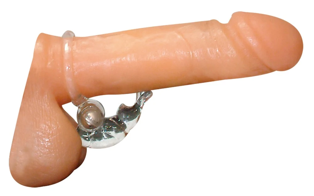 Transparante cockring met vibratie en clitoris bunny