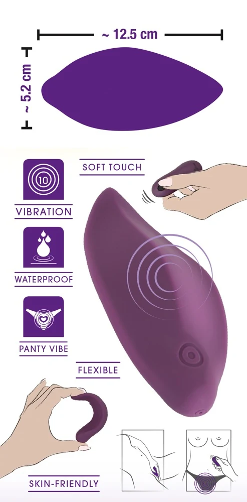 Discreet draagbare lay-on vibrator met afstandsbediening