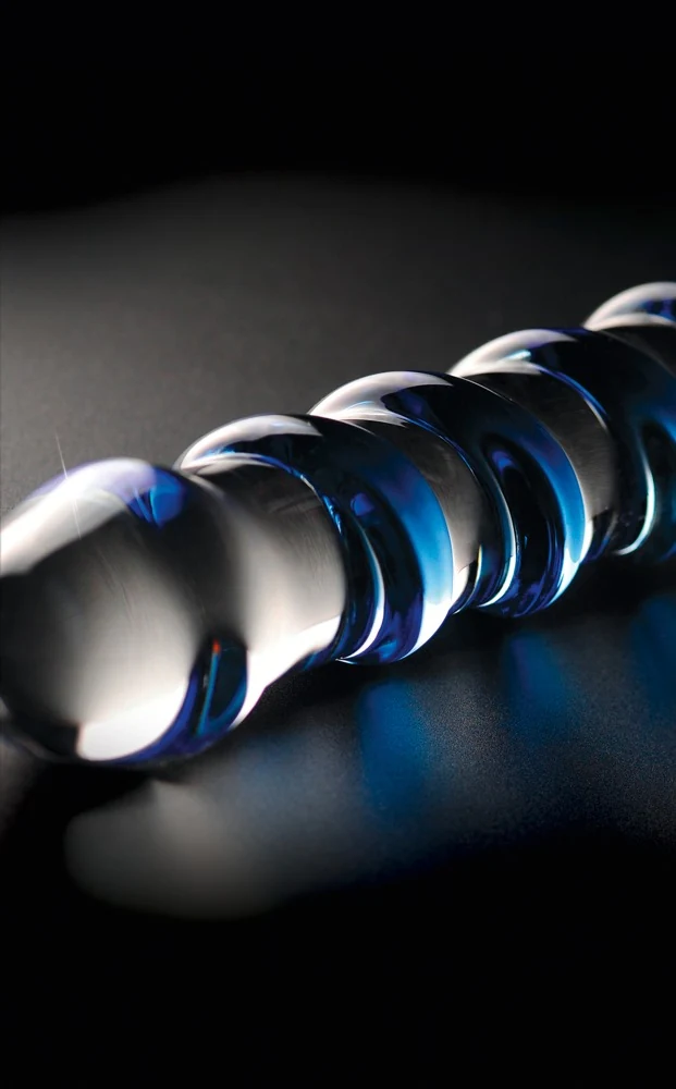 Handgemaakte glazen dildo met spiraal en standaard