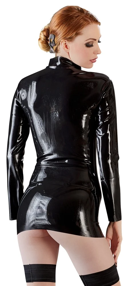 Unisex latex shirt met rits en hoge kraag