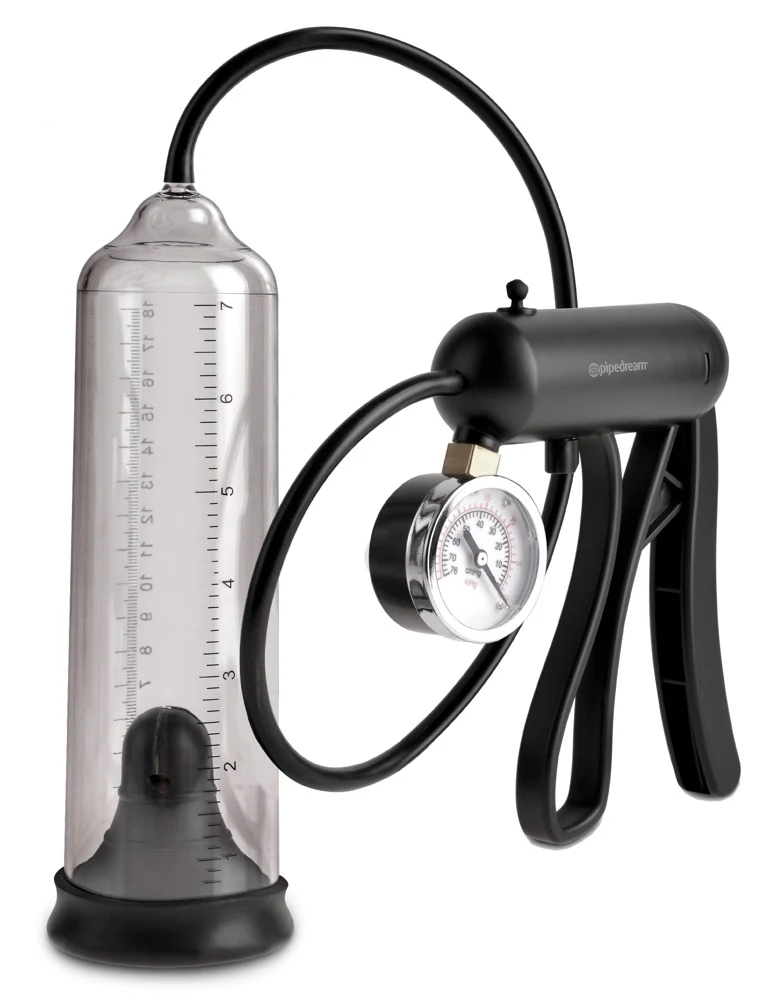 Penispomp met schaargreep en drukmeter