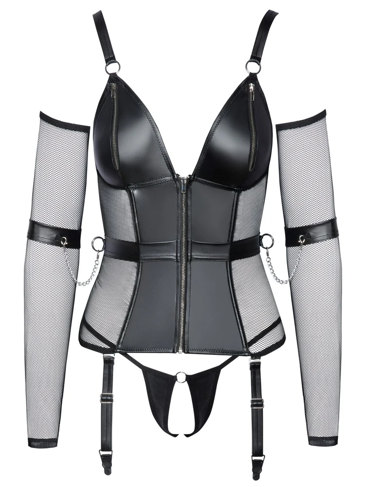 Cottelli Bondage lingerieset met jarretelhemd