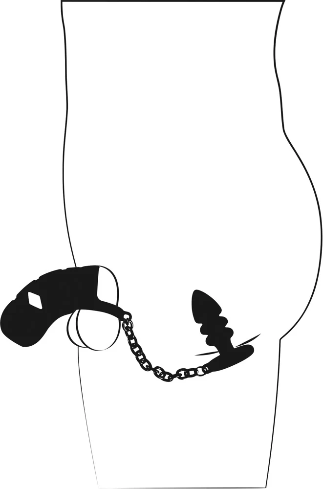 Peniskooi met buttplug en ketting