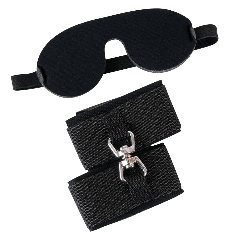 Bondage set met gevoerde handboeien en blinddoek