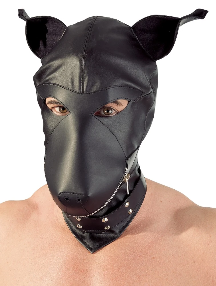 Hondenkopmasker met rits en halsband