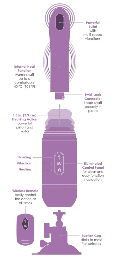 Siliconen vibrator met schok-, warmte- en trilfunctie