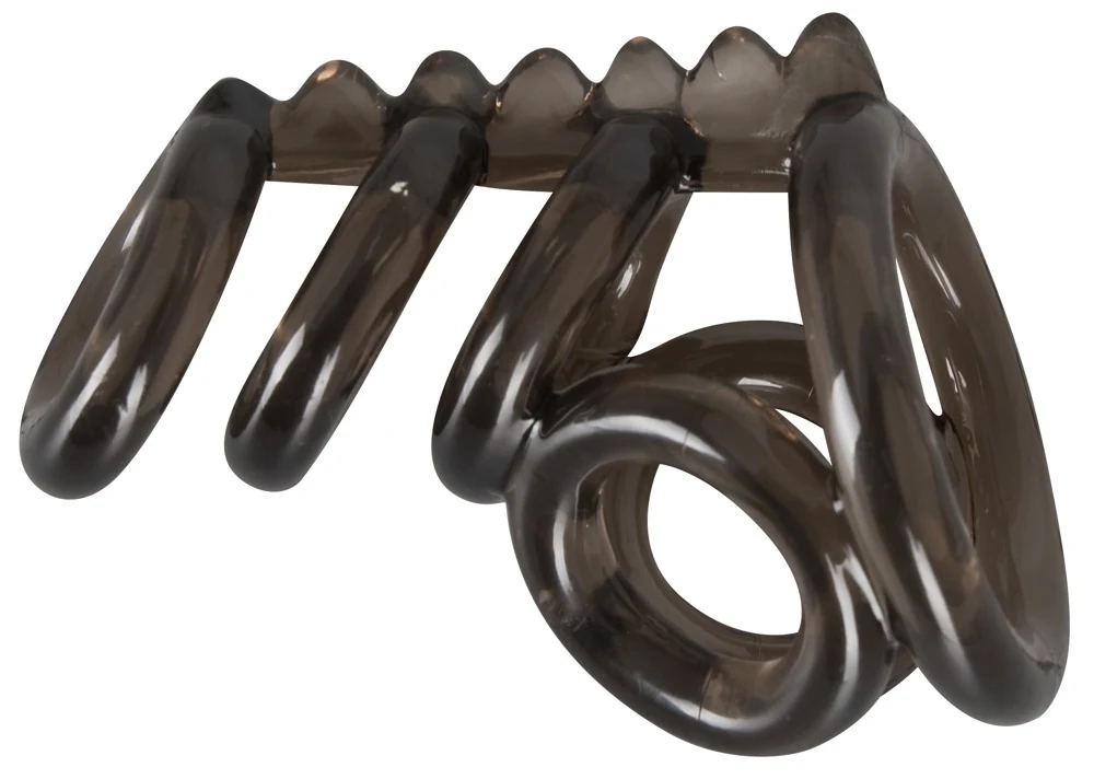 Rookkleurige penis- en testikelring met 6 ringen