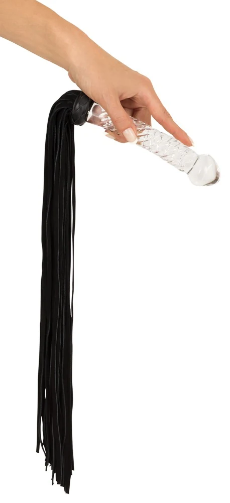 Bad Kitty flogger met glazen dildohandvat