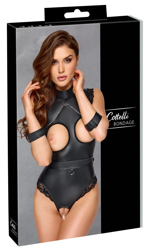 Kruisloze bondage body met ketting en boeien