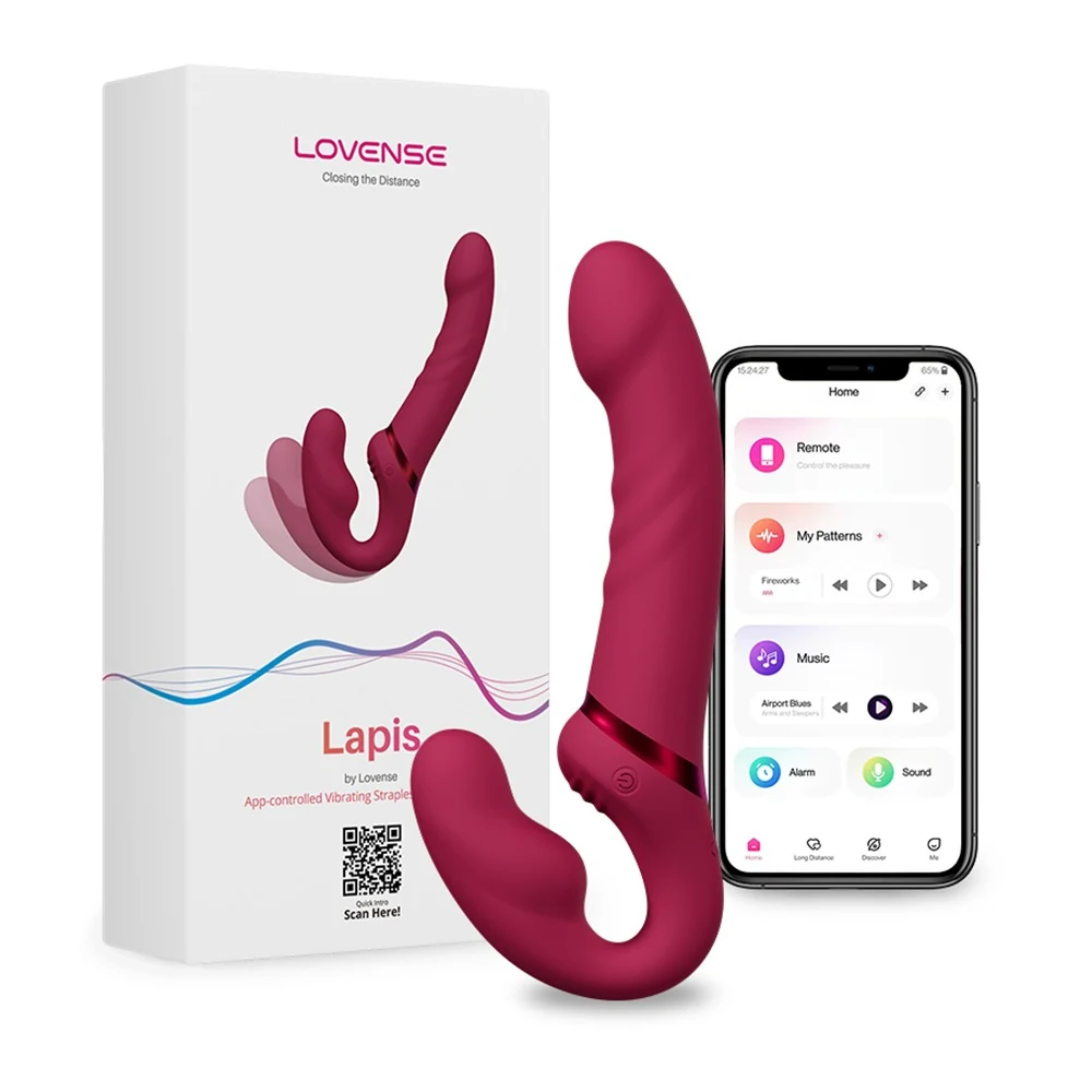 Lovense Lapis app controlled strapless strap-on