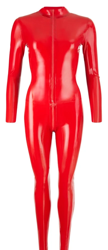 Rode latex catsuit met rits