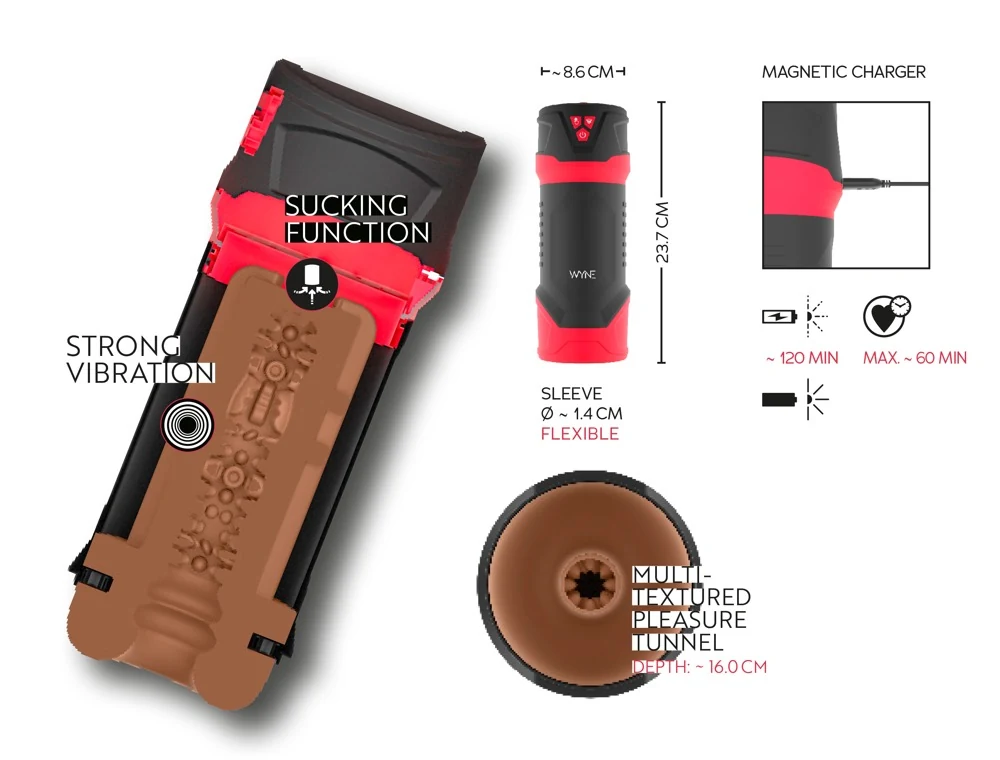WYNE masturbator met warmte, vibratie en zuigfunctie