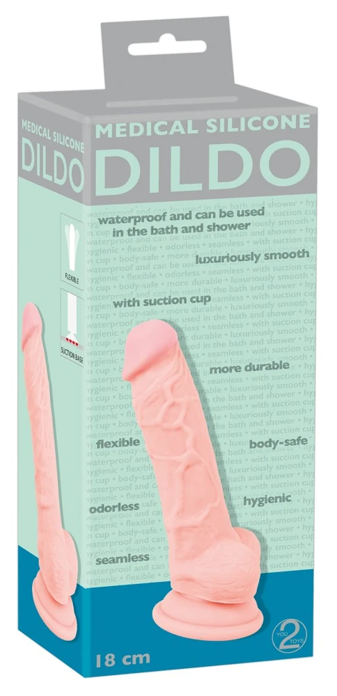 Levensechte siliconen dildo met zuigvoet 18 cm