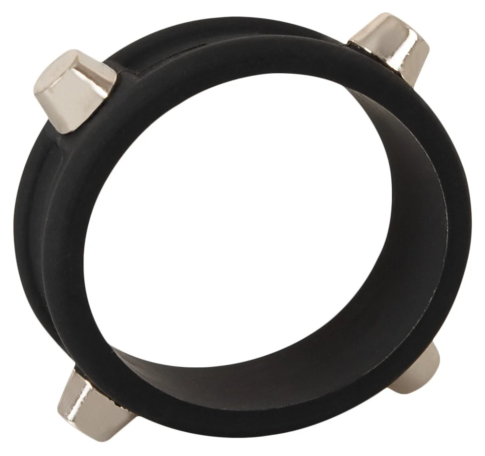 Rebel cockring met studs zwart