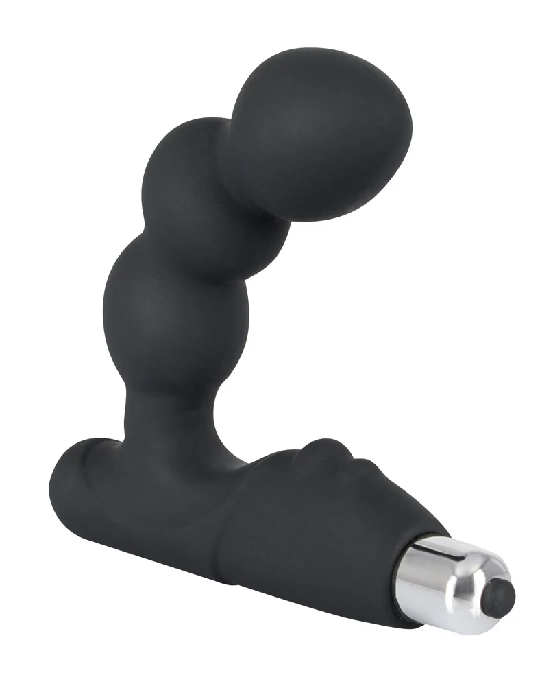 Zwarte prostaat vibrator met gebogen vorm