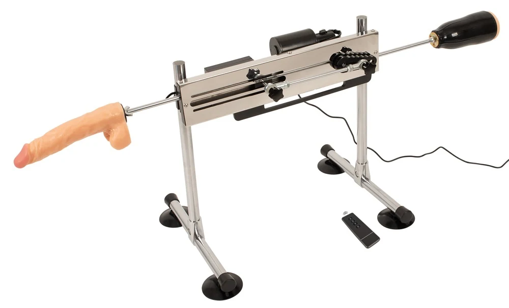 The Banger dubbelzijdige seksmachine met dildo's en masturbator