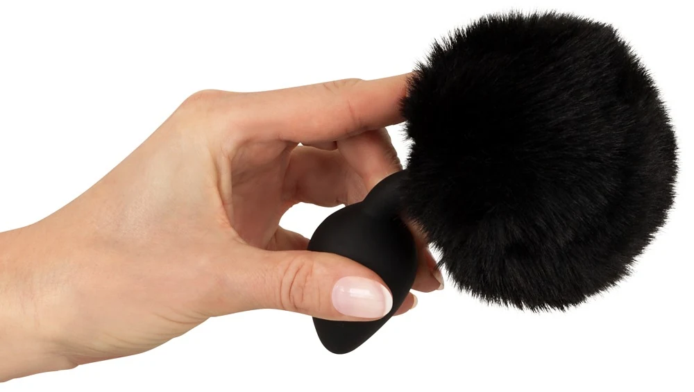 Anaalplug met zwarte bunny tail maat M