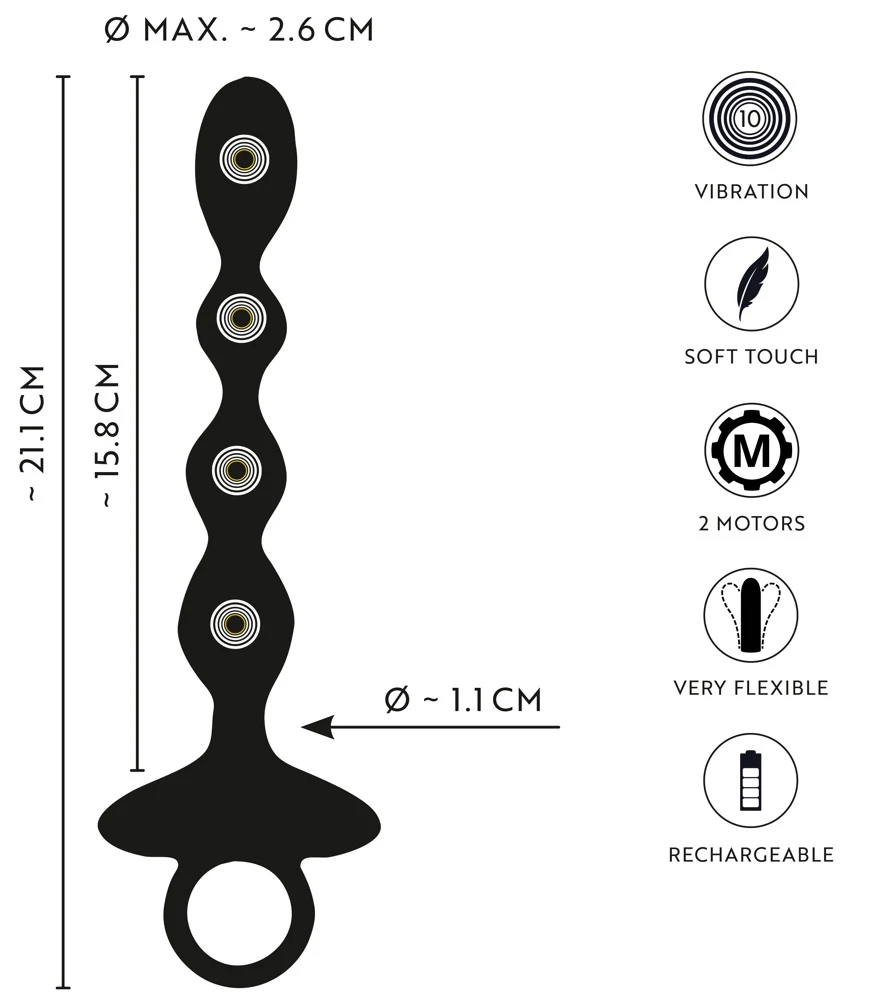 ANOS flexibele anale beads met vibratie