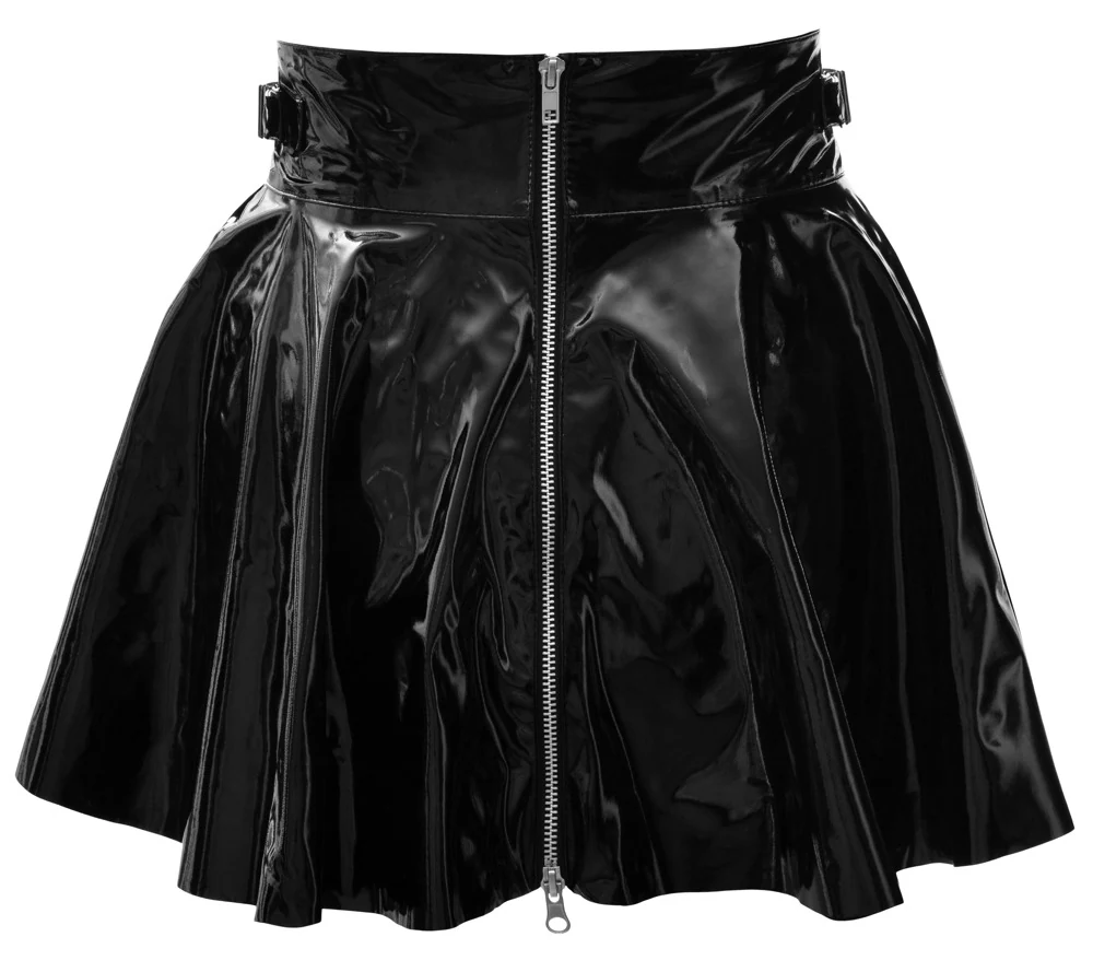 Lak minirok met rits en gespen