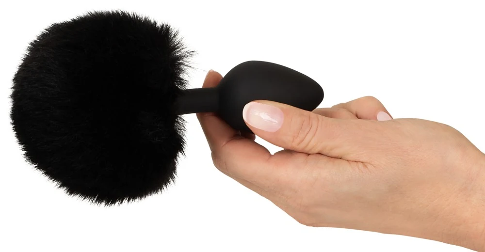 Anaalplug met zwarte bunny tail maat M