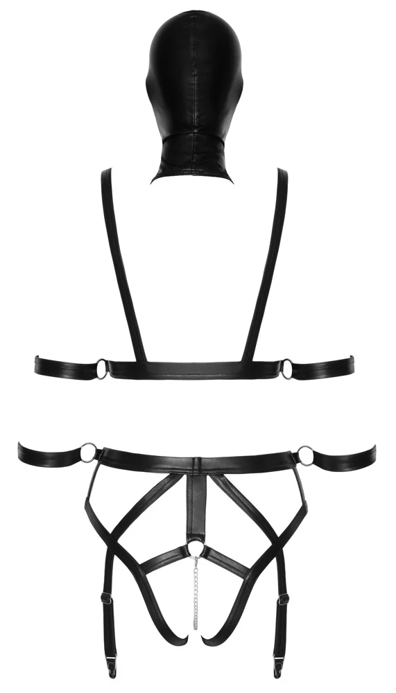 Bad Kitty riemset met hoofdmasker en boeien