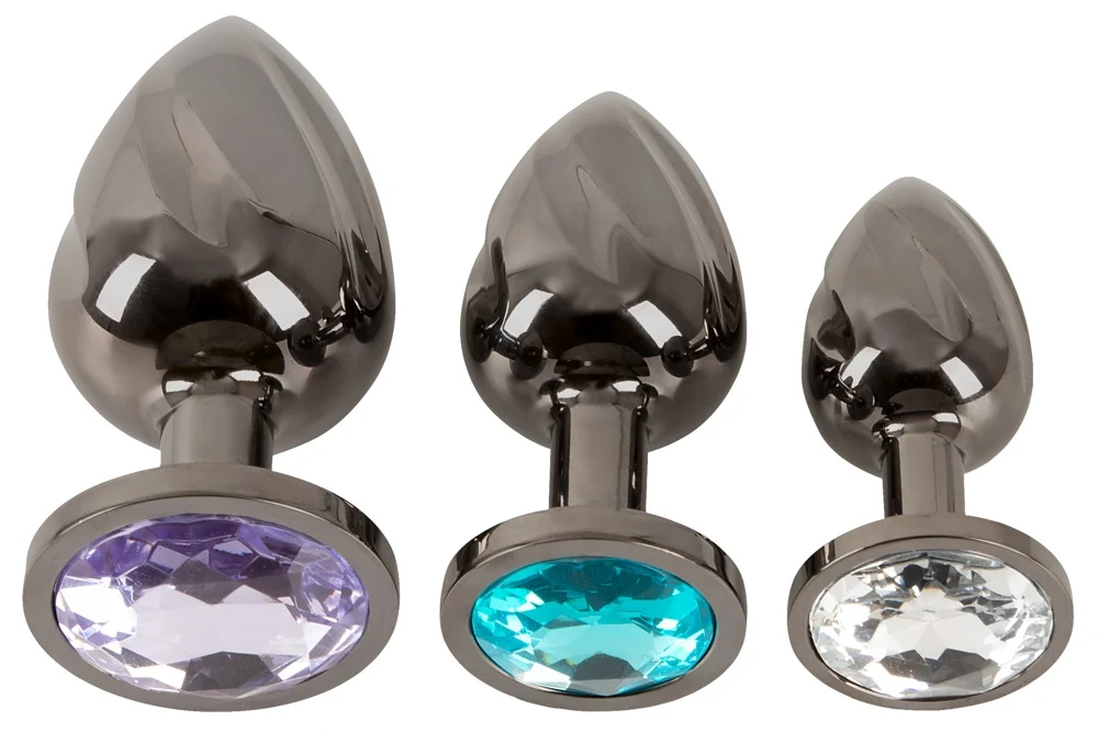 ANOS metalen butt plug set met diamanten