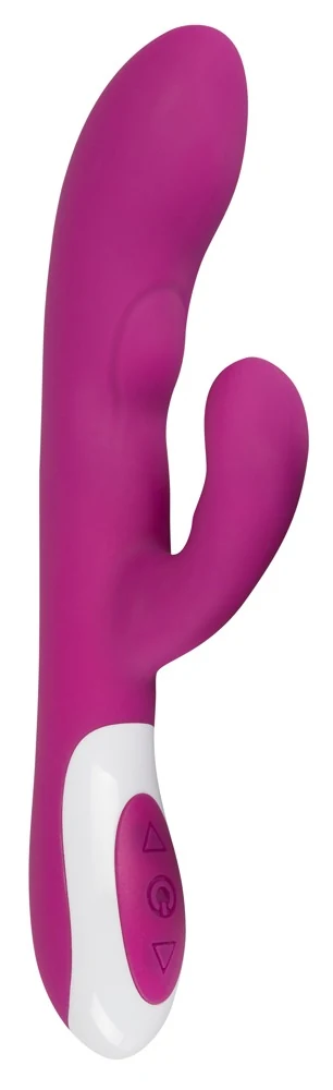 Paarse vibrator met warmtefunctie en clitorisstimulator