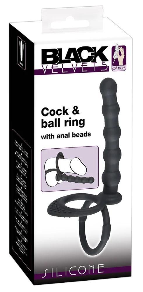 Penisring met anale dildo en clitorisnopjes