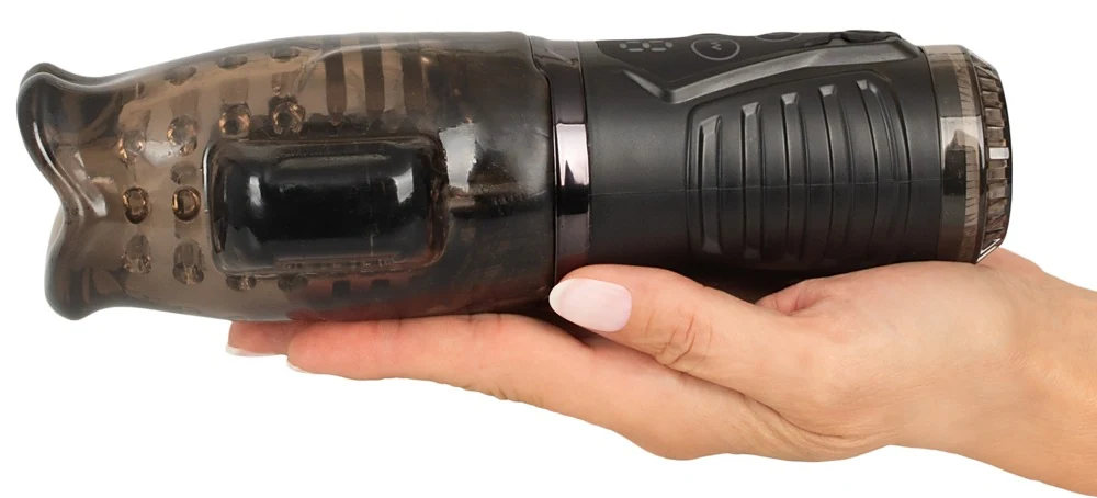 Zuigende masturbator met dubbele vibratie